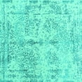 thumbnail image 1 of Ahgly Company Indoor Square Abstract Turquoise Blue Contemporary Area Rugs, 4' Square, 1 of 4