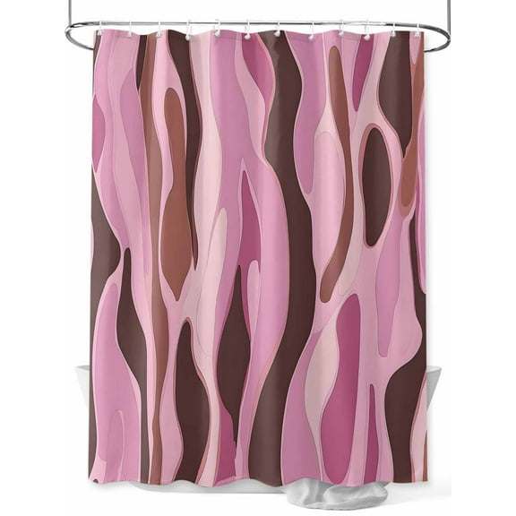 Pink Brown Shower Curtain Set ，Waterproof Fabric Shower Curtains Abstract Shower Curtains for Bathroom,Bathroom Decor 72"x72"