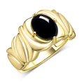 thumbnail image 3 of RYLOS Bagues pour Femmes Bague en Or Jaune 14K Solitaire Pierre Précieuse Ovale 9x7 mm avec Anneau Fini Satin Cabochon d'Octobre Onyx Bijoux Taille 7, 3 of 7