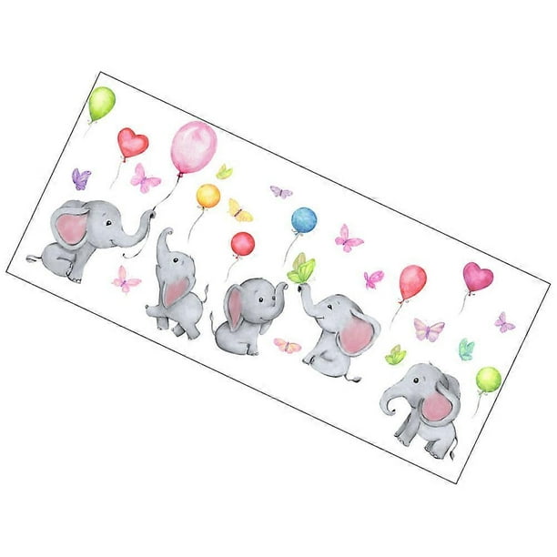 Elephant Wall Sticker Self-adhesive Decorative Vinyl Decal Multi Modern Home Decor 1 Sheet For Living Room Bedroom Study Child's Room