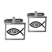 GRAPHICS AND MORE Ichthus Fish Christian Jesus Square Cufflinks