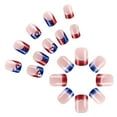thumbnail image 6 of KUFptva Independence Day Themed False Nails Set 24pcs Short French Styles with Sparkling Stripes and Star Patterns for Women, 6 of 7