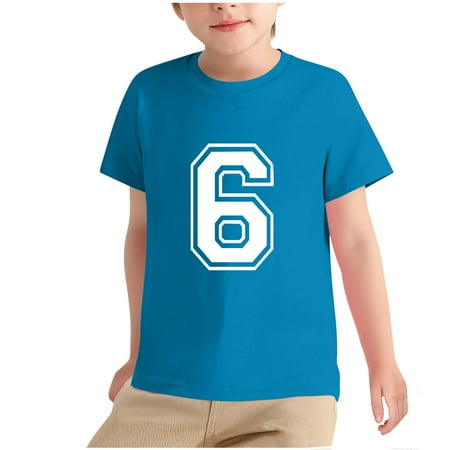 AHTJRT Kids 6th Birthday Shirt Short Sleeves Round Neck Unisex Pullover Fashion Lightweight Breathable Outdoor Running Athletic Top Tees Blue 5-6 Years AHTJRT Kids 6th Birthday Shirt Short Sleeves Round Neck Unisex Pullover Fashion Lightweight Breathable Outdoor Running Athletic Top Tees Blue 5-6 Years