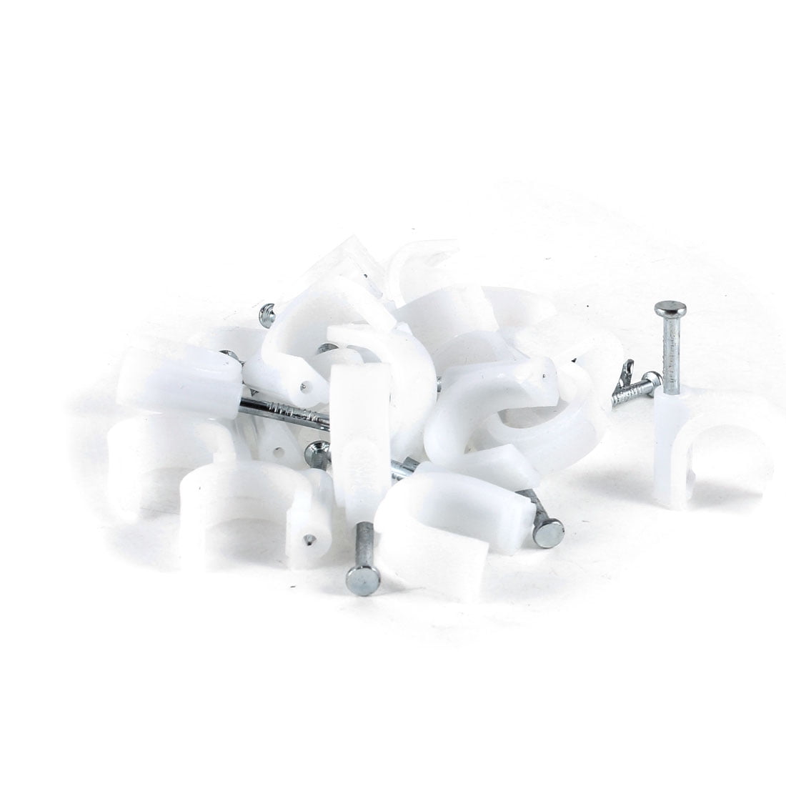 20pcs 17mm Dia. Circle Cable Wire Clips Nail Clamps Straps Tacks White