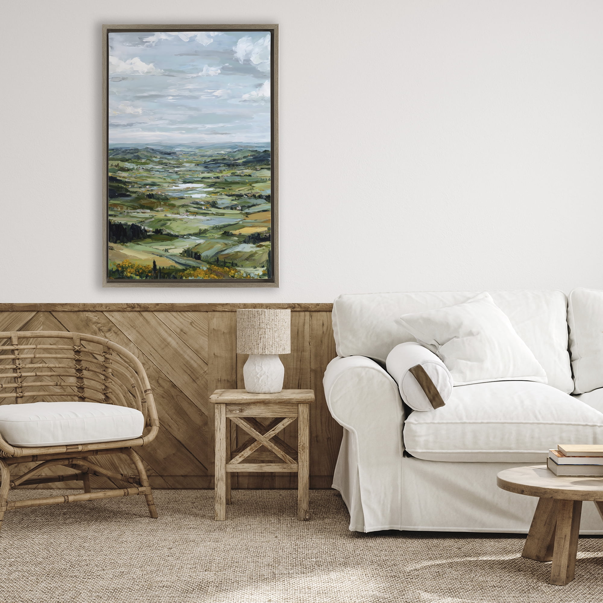 Stupell Industries Valley Living with Verdant Hills Brown Framed Floater Canvas Wall Art, design by Petal Prints Design