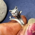 thumbnail image 2 of Sterling Silver Cat Hug Ring: Adjustable Kitten Wrap Jewelry, 2 of 9