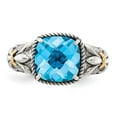 thumbnail image 5 of Shey Couture Sterling Silver with 14K Accent Antiqued Cushion Checkerboard Blue Topaz Ring QTC784, 5 of 5