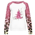 thumbnail image 3 of Cyber and Monday Deals pimelu Christmas Sweatshirt Clearance Ugly Christmas Sweater Womens Vintage Leopard Patchwork Pink Christmas Tree Print Sweatshirt Xmas Crewneck Long Sleeve Pullover Tops, 3 of 4