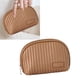 thumbnail image 5 of Bolsa de maquillaje de cuero PU Bolsa de maquillaje de viaje de almacenamiento de gran capacidad portátil para lápiz labial cosmético marrón, 5 of 12