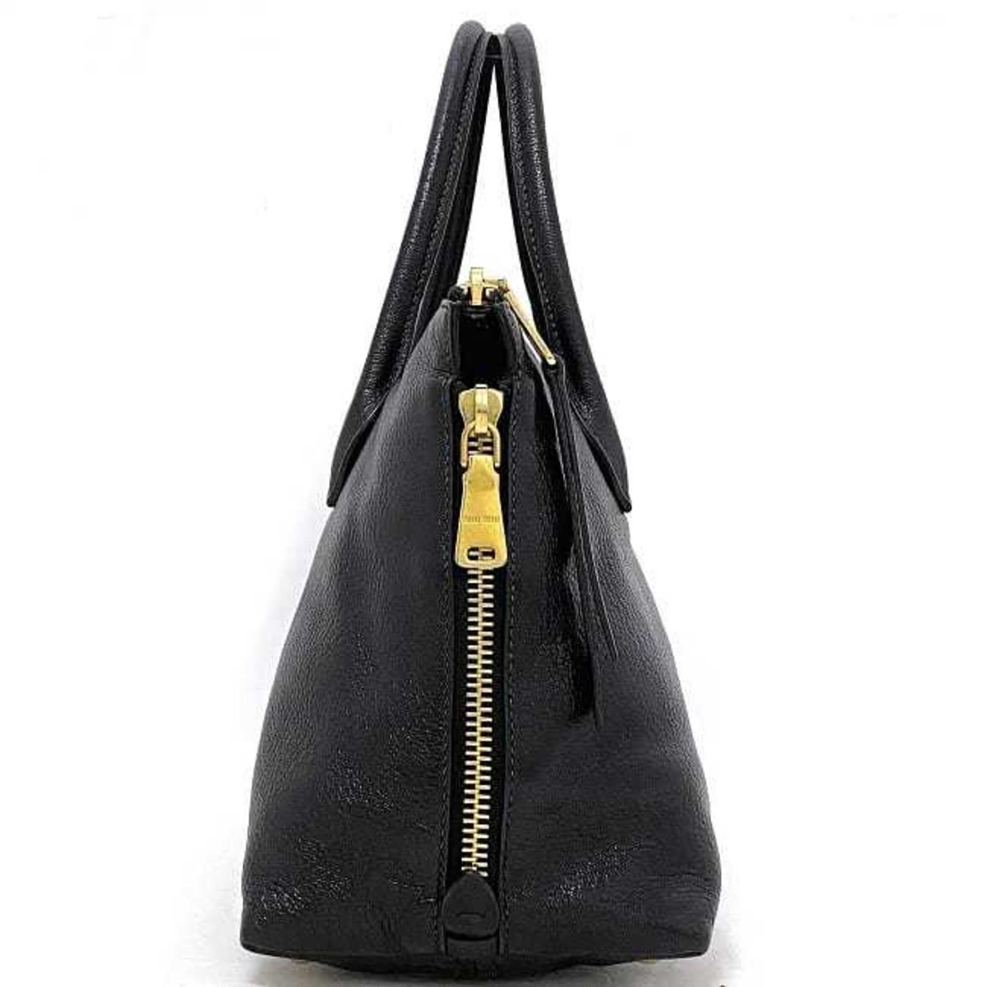 Miu Miu Pre-Owned logo-plaque leather handbag - Black