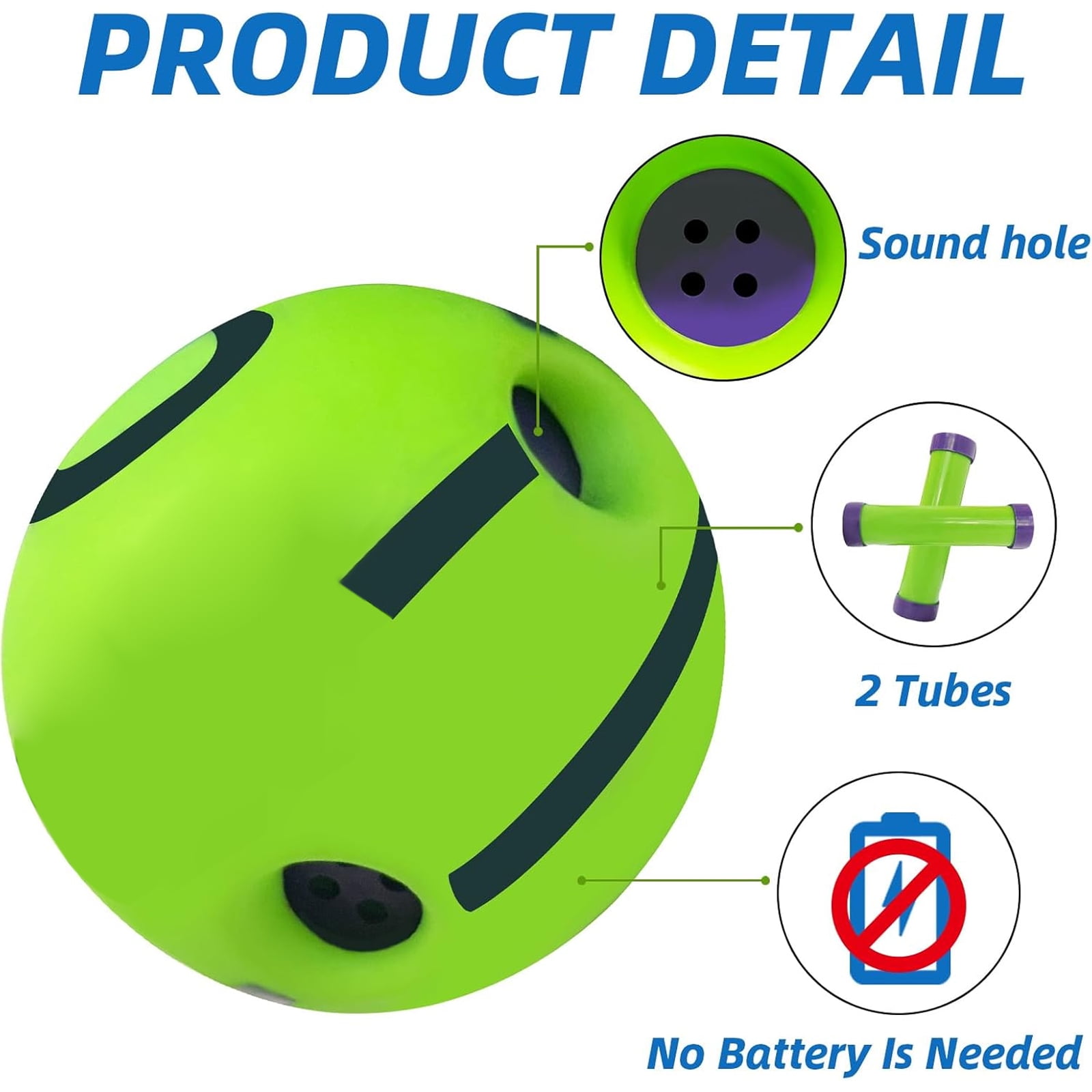 BYXAS 3 Pcs Dog Toys Ball, Interactive Dog Ball, Shaking with Gibbering Sound,Fun Giggle Sounds When Rolled or Shaken for Training & Herding, XL, 5.51 in (14 cm)