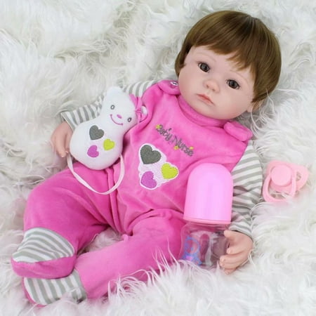 16 inch Reborn Newborn Baby Doll Silicone Look Real Life Baby Doll Girl with Hair Lovely Lifelike Baby