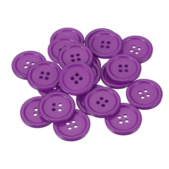Uxcell 22 Pcs Purple Resin Button, 1 1/8 Inch(30mm) Round 4 Holes Sewing Buttons, Big Size Flatback Button for DIY Craft Making Clothes Sewing Handmade Ornament