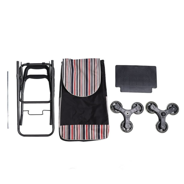 Carretilla de mano plegable de acero inoxidable con capacidad de carga pesada, carrito de equipaje con bolsa para mudanzas, comestibles, viajes, oficina, tira negra