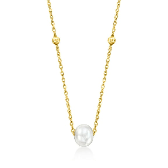 Pure Collection by Ross-Simons 4-5mm Cultured Pearl Station Necklace in 14kt Yellow Gold, Women's, Adult