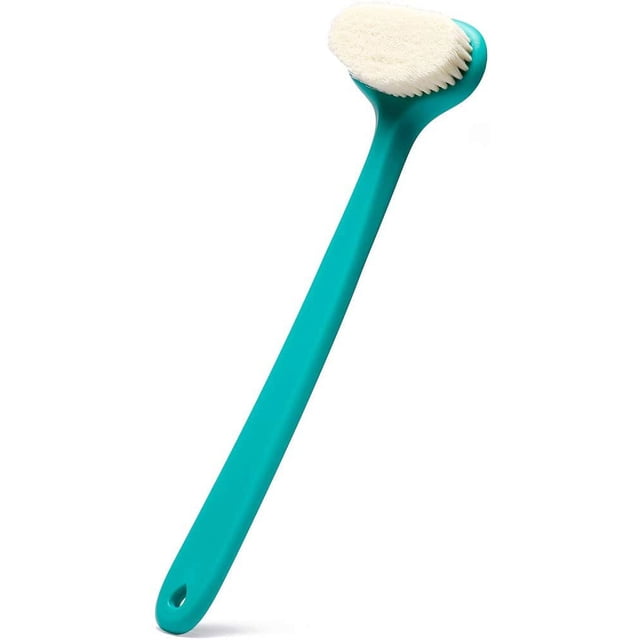 Cepillo de baño mejorado con cerdas cómodas, mango largo, exfoliación suave, mejora la salud y la belleza de la piel, ducha de baño, cepillo corporal húmedo o seco (14 pulgadas, verde) oso de fresa Electrónica