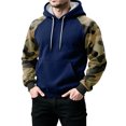 thumbnail image 4 of Men’s Pullover Hoodie with Raglan Camouflage Sleeves and Adjustable Drawstring Hood for Everyday Wear Dark Blue L, 4 of 5