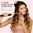 thumbnail image 2 of Prizm 3-in-1 Interchangeable Barrel Curling Wand Set-0.6 to 1 Inch Tapered Curling Iron with 1 Inch Round Brush, Dual Voltage Travel Hair Wand Curler, Fast Heat, Ionic Anti Frizz Champagne Gold, 2 of 8