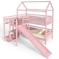 thumbnail image 6 of Harper & Bright Designs Twin Size House Bunk Bed with Storage Stairs, Wood Bunk Bed Frame with Slide for Boys and Girls, Pink, 6 of 12