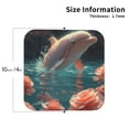 thumbnail image 2 of KLL Drink Coasters Set Square of 4,PU Leather Absorbent Coasters Set Decorative Coffee Cup Coasters Housewarming Gift for Home Decor-Flower White Dolphin, 2 of 5