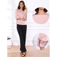 thumbnail image 2 of DARING DIVA Women's Satin Boat Neck 3/4 Sleeve Business Shirt M Dusty Pink, 2 of 6