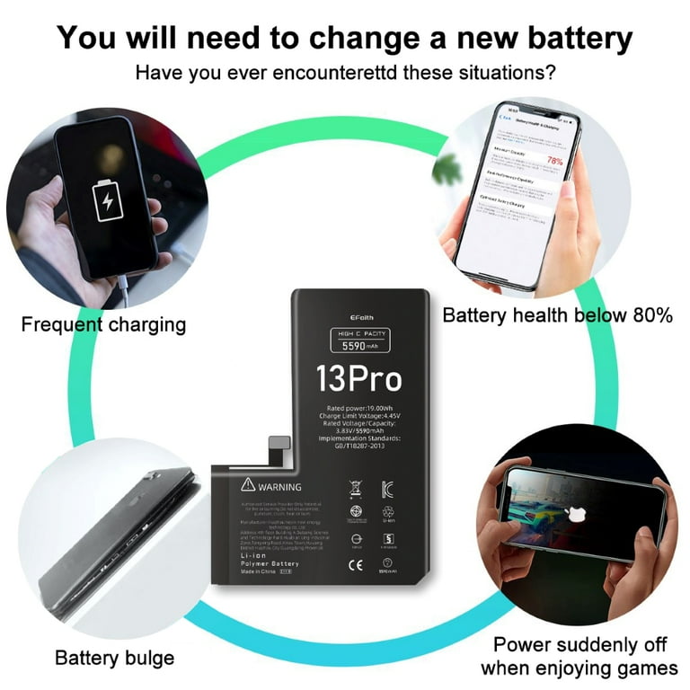 LRSE For iPhone 13 Pro Battery Replacement Kit, 5590mAh High