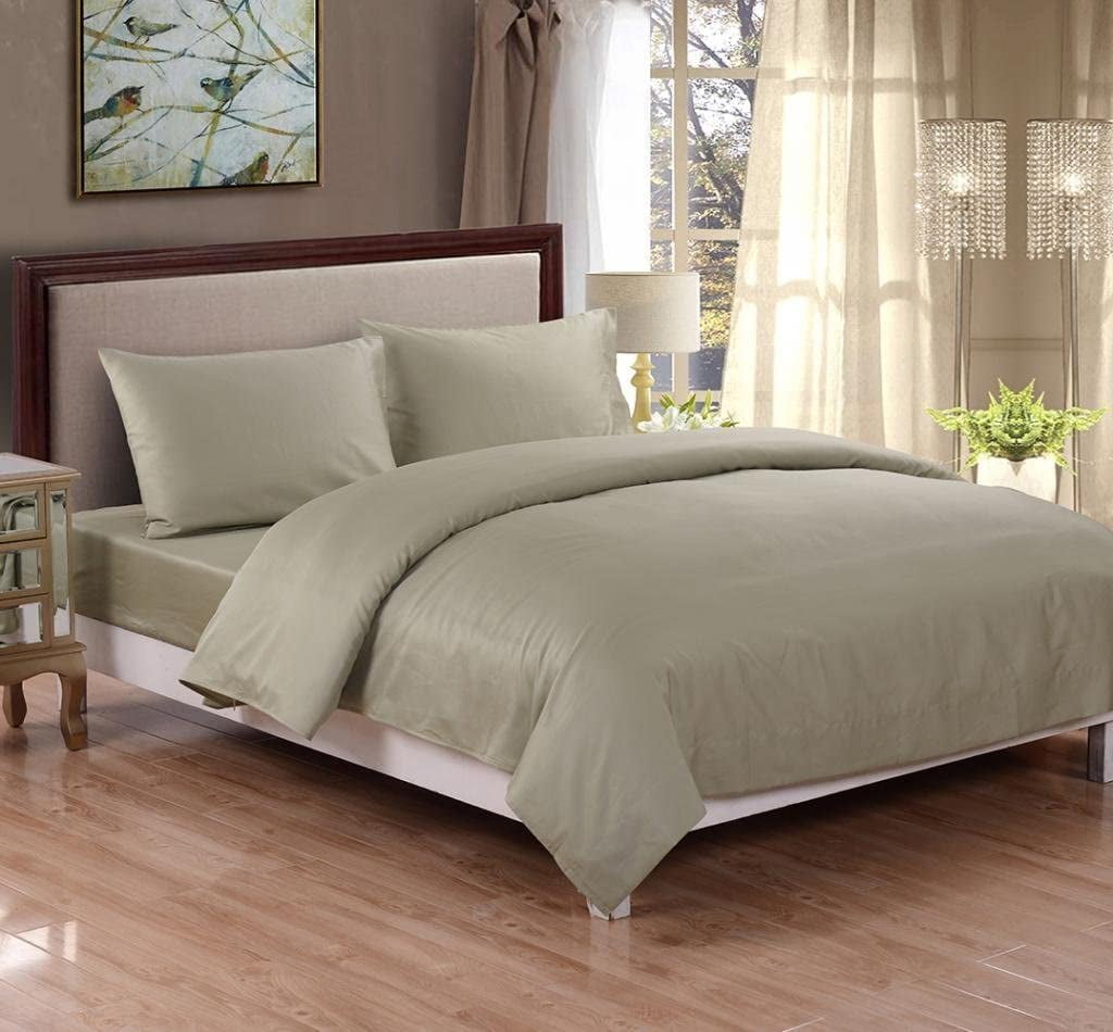 JuneLily 100 Cotton Sateen Bed Sheet Set (King Size, Sage)