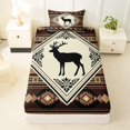 thumbnail image 3 of Manfei Classic Deer Grid Twin Sheets,Brown Check Pine Bedding,3-Piece,1 Fitted Sheet and 1 Pillowcase, 3 of 6