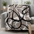 thumbnail image 2 of Brown Geometric Blanket Soft Cozy Warm Twin Blanket for Bed, Plush Fuzzy Flannel Fleece Blankets for Sofa, Vintage Black White Striped Abstract Art Throw Blankets for Couch, Gifts for Men, 60"x80", 2 of 9