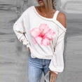thumbnail image 2 of Camiseta de manga larga con cuello sesgado para mujer a la moda, blusa holgada con hombros descubiertos y estampado de otoño Fridja  bvmnju7190, 2 of 8