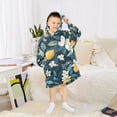 thumbnail image 6 of FORMRS Wearable Blanket Hoodie with Sleeves for Kids Cozy Flannel Sweatshirt, Floral Lemon, 6 of 7