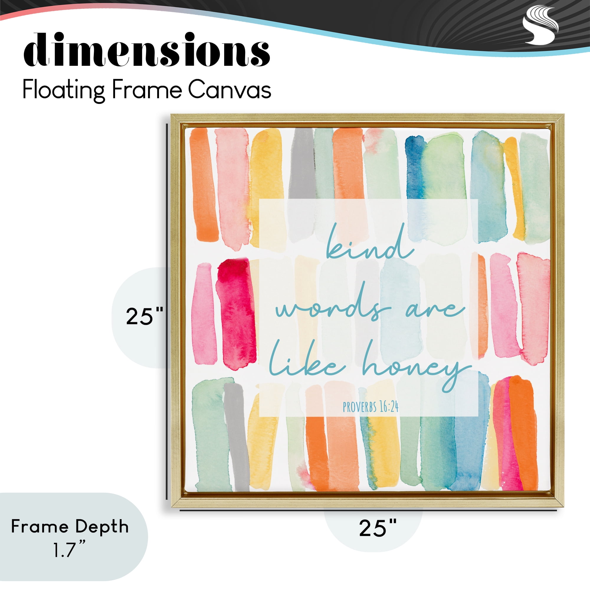 Stupell Industries Kind Words Are Like Honey Gold Framed Floater Canvas Wall Art, design by Lanie Loreth