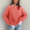 thumbnail image 2 of EHQJNJ Women's Sweaters for Fall 2024 Petite Womens Turtleneck Long Doll Sleeve Oversized Knit Pullover, 2 of 5