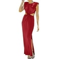 thumbnail image 1 of Robe Maxi d'Été pour Femmes Manches Courtes Torsadées devant Découpe Aguichant Longue Robe Col Rond Décontractée Ample Confortable Fendue Robe de Plage, 1 of 6