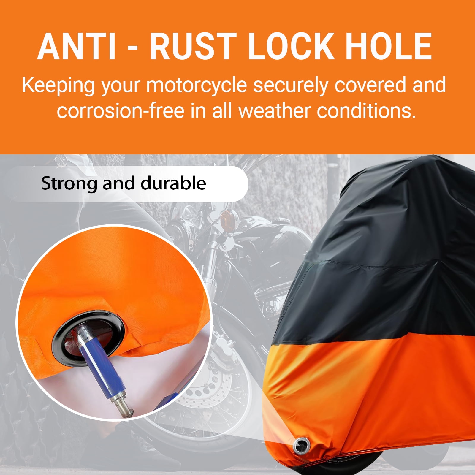 Motorcycle Cover Waterproof Outdoor Universal Heavy Duty Weather Durable Quality Waterproof Sun Outdoor Protection Scooter Shelter Tear Proof Fits up to 104" Motorcycles Bike Vehicle