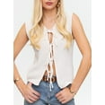 thumbnail image 5 of Yunliwuli Women Knit Tank Top, Sleeveless Tie-up Solid Loose Summer Vest Streetwear for Daily, 5 of 10