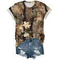 thumbnail image 6 of larppty Women Camo Shirt Top Y2K Maple Leaf Graphic Tee Short Sleeve Loose Fit Round Neck T Shirt Streetwear (Coffee, M), 6 of 7