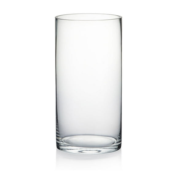 WGV Clear Cylinder Glass Vase - 5" Wide x 10" Height, Good quality, Heavy Weighted Base - 1 Pc
