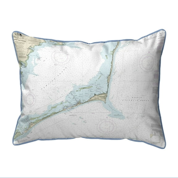 Betsy Drake HJ11555 Cape Hatteras, NC Nautical Map Large Corded Indoor & Outdoor Pillow - 16 x 20 in.