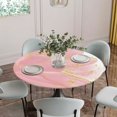 thumbnail image 5 of Pink Gold Round Tablecloth for 45-54 Inch Tables,Fitted Table Cover with Elastic Edge,Boho Modern Abstract Minimalist Aesthetic Flower Waterproof Outdoor Table Cloth Protector for Patio Garden Dinner, 5 of 9