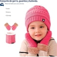 thumbnail image 2 of Juego de Gorro, Bufanda y Guantes de Invierno Bluelander, a Prueba de Viento, Rosa, 2 of 4