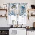 thumbnail image 2 of 2 Panels Kitchen Tier Curtains 39 Inch Length, Blue Coastal Grommets Window Treatment Curtain, Sea Turtle Octopus Coral Beach Nautical Thermal Curtains Drapes for Living Room/Bathroom, 2 of 9