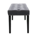 thumbnail image 3 of SESSLIFE Upholstered Tufted Bench, Middle Century Modern Rectangular Footrest for Bedroom Entryway Channel (Dark Gray), 3 of 8