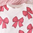 thumbnail image 6 of WRKEKC Girls Summer Outfits, Girls 2 Piece Casual Outfits, Girl' Trendy Bow Print Pullover Solid Color Pants Two-piece Set Short Sleeve Round Neck Shirt Set, 6 of 9