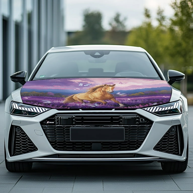 HUISEFOF Snow Wolf Car Hood Cover Wrap Elastic Fabrics Front Hood Auto Cover Protector Universal Fit For Most Cars Sedans, Bug & Hood Shields - Canada