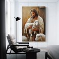 thumbnail image 3 of Jesus Holding Little Lamb in Sheepfold Wall Art Our Faithful Shepherd Vintage Canvas Painting Art Poster Canvas Painting Decor Wall Print Photo Gifts Home Modern Decorative Posters 24x36inch(60x90cm), 3 of 6