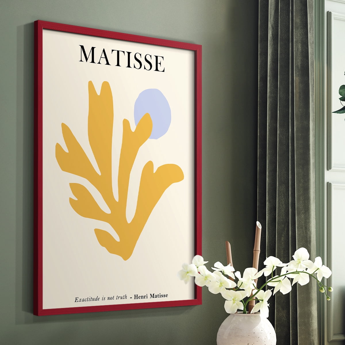 Matisse CDLXXXVI in Red Solid Wood Framed Print No Nail Hanging