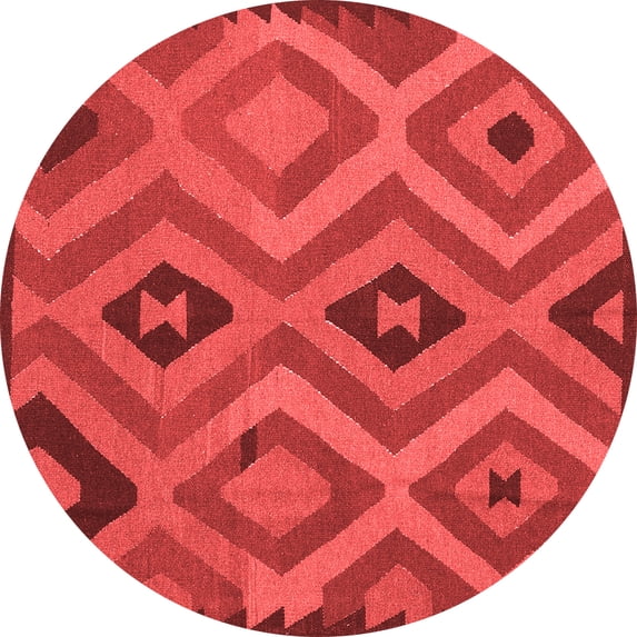 Ahgly Company Indoor Round Southwestern Red Country Area Rugs, 8' Round