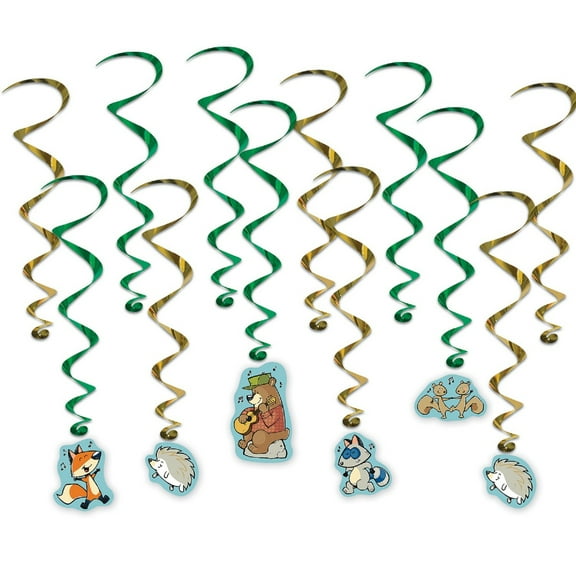 Beistle Set of 72 Woodland Friends Entertainment Ceiling Whirls 28.5”