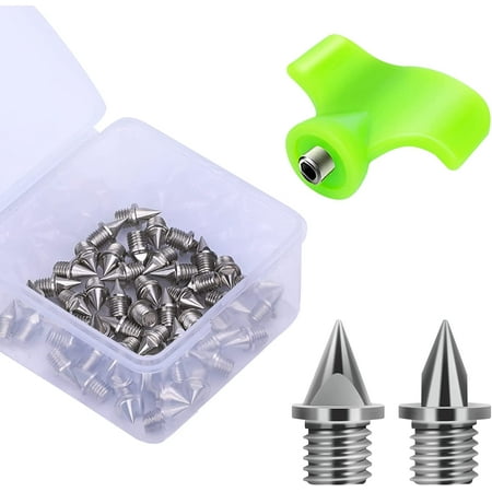 

Carbon Steel Track Spikes 50 Pcs 1/4 Inch Lighter Weight Spikes for Track 0.47 Grams Spikes with Spike Wrench Replacement Spikes for Track and Field Sprinting or Cross Country